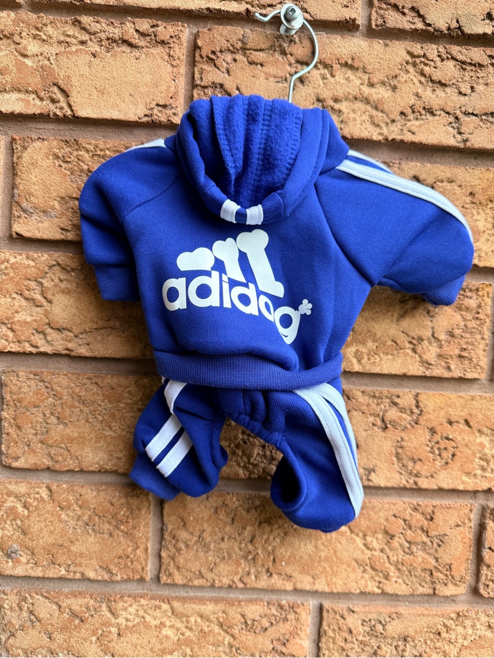 💫10/$25 • Blue 'adidog' Dog Hoodie & Joggers One Piece